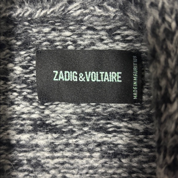 Zadig & Voltaire Alpaca Wool Blend Black and Gray Open Front Cardigan Size XS/S - Picture 11 of 12
